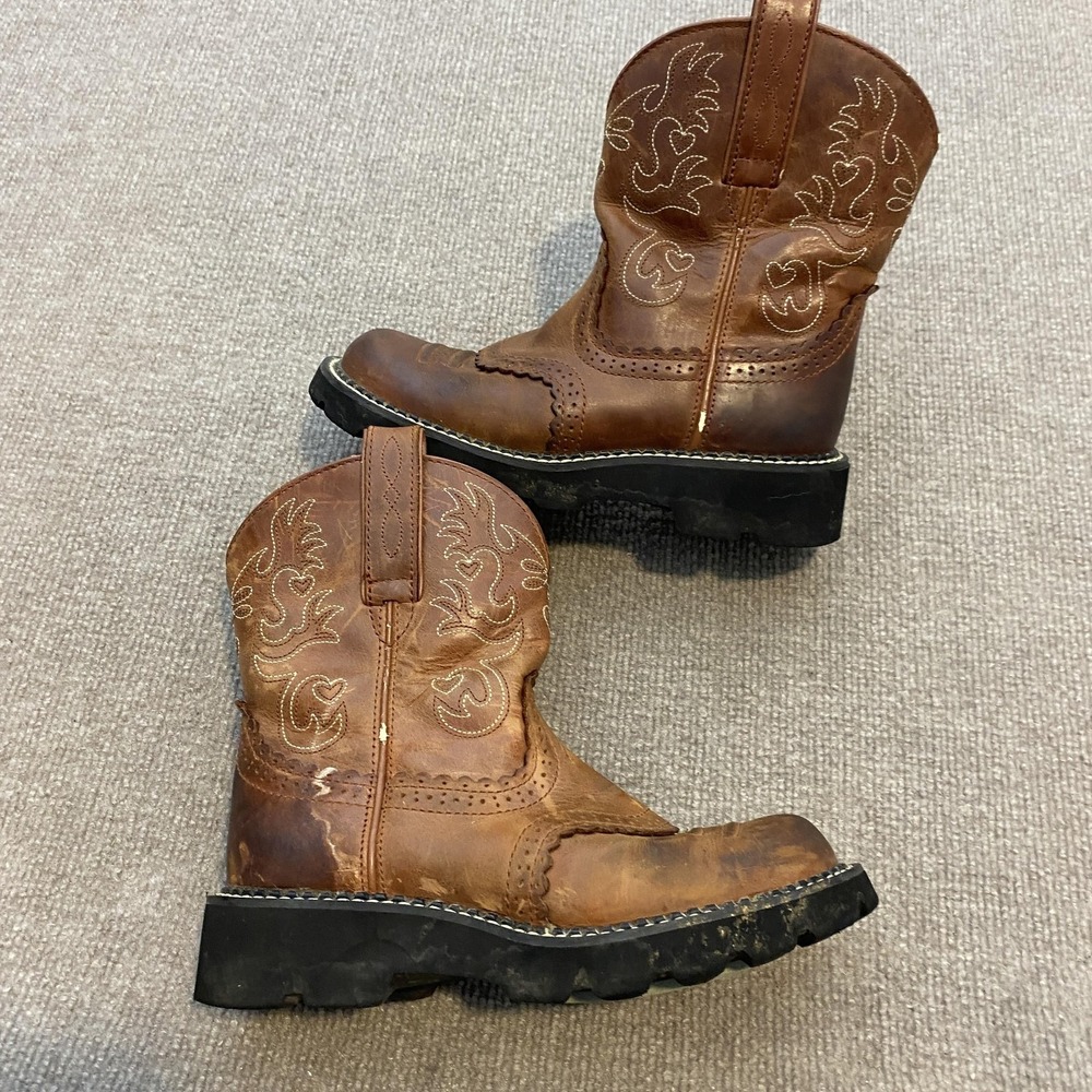 Ariat Boots Womens Size 6 Brown Leather Mid Calf Western Lug Sole 14930 - Picture 4 of 15